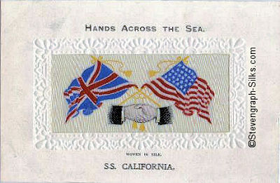 Hands Across the Sea silk postcard