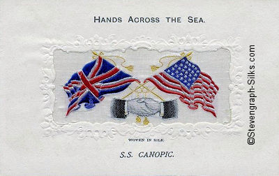 Hands Across The Sea silk postcard