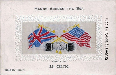 Hands Across The Sea silk postcard