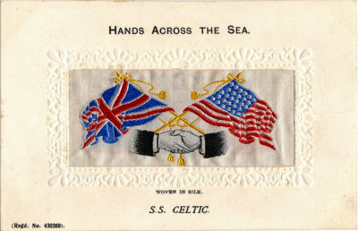 Hands Across The Sea silk postcard