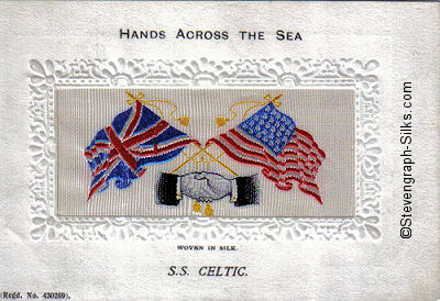 Hands Across The Sea silk postcard