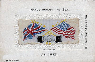 Hands Across The Sea silk postcard