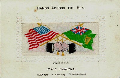 Hands Across The Sea silk postcard