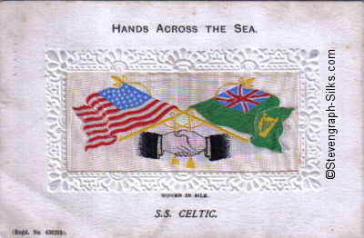 Hands Across The Sea silk postcard